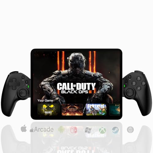 Megadream Mobiles Gamepad für iPhone/iPad/Android/Tablet/Switch/PS4/PC, Kabellos, Ergonomisches Design, Lange Akkulaufzeit, Unterstützt Mehrere Spiele (schwarz) von Megadream