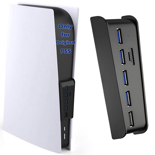 6 Port USB Hub für PS5, High-Speed Expansion Hub Charger Splitter Adapter mit 4 USB + 1 USB Charging + 1 Type C Port, Kompatibel mit Playstation 5 Konsole Front Jacks 6 Port USB Hub für PS5, High-Speed Expansion Hub Charger Splitter Adapter mit 4 USB + 1 USB Charging + 1 Type C Port, Kompatibel mit Playstation 5 Konsole Front Jacks von Megadream