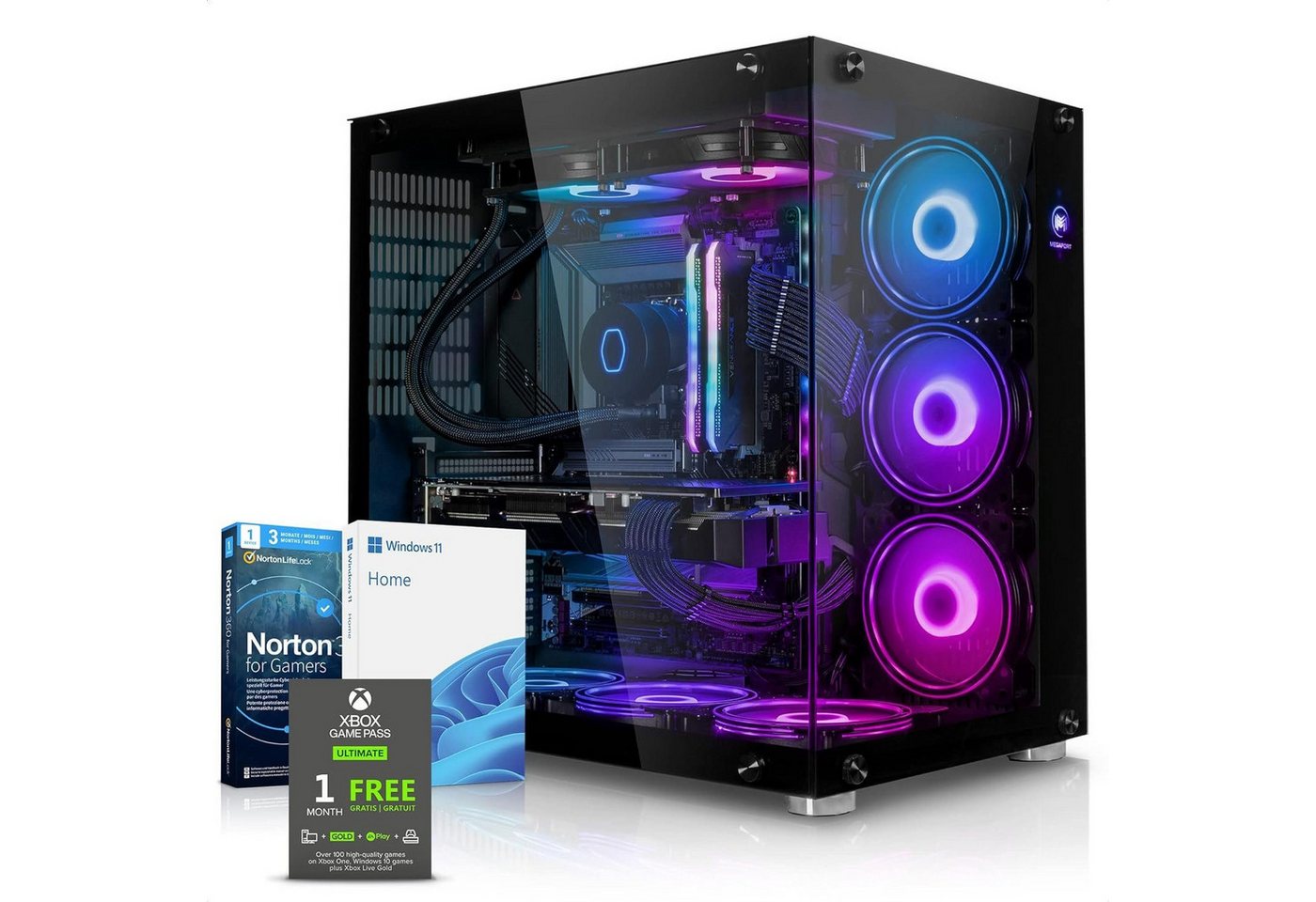 Megaport 4K RTX Intel i7 12-Thread Ultra Gaming PC Computer Gaming-PC (Intel Core i7 12700KF, Nvidia GeForce RTX4060Ti, 32 GB RAM, 2000 GB SSD, Luftkühlung, Gmaer PC, Gaming, Workstation, Multimedia, Business, Office, Desktop) von Megaport