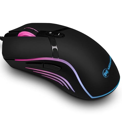 Megaport Gaming Maus RGB, bis zu 2400 DPI, vergoldeter USB-Anschluss, 6 Tasten, Kabellänge 1,6m von Megaport