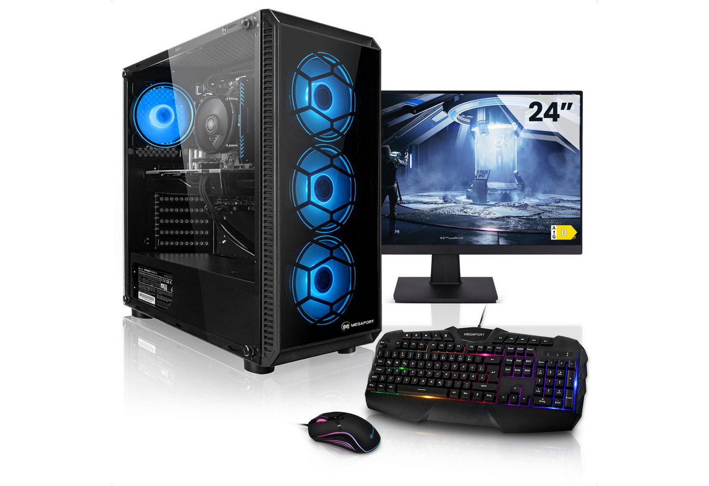 Megaport Gaming-PC (AMD Ryzen 5 5600G 6x3,90 GHz 5600G, AMD Radeon Vega 7, 16 GB RAM, 1000 GB SSD, Luftkühlung, OHNE Betriebssystem, WLAN) von Megaport