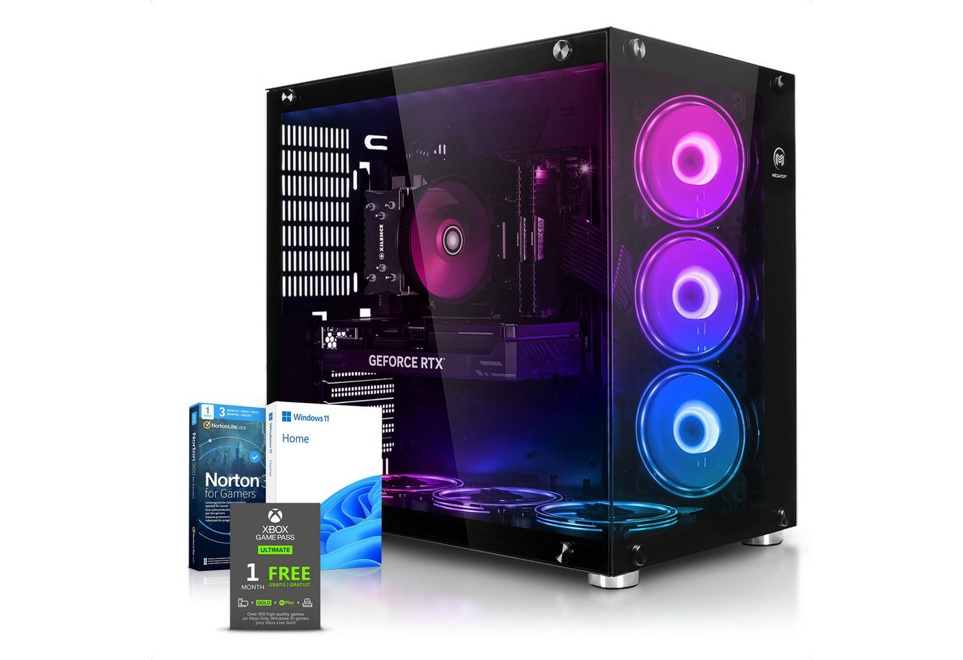 Megaport Gaming-PC (AMD Ryzen 5 8600G 6x4,30 GHz 8600G, AMD Radeon, 16 GB RAM, 1000 GB SSD, Luftkühlung, Windows 11, WLAN) von Megaport