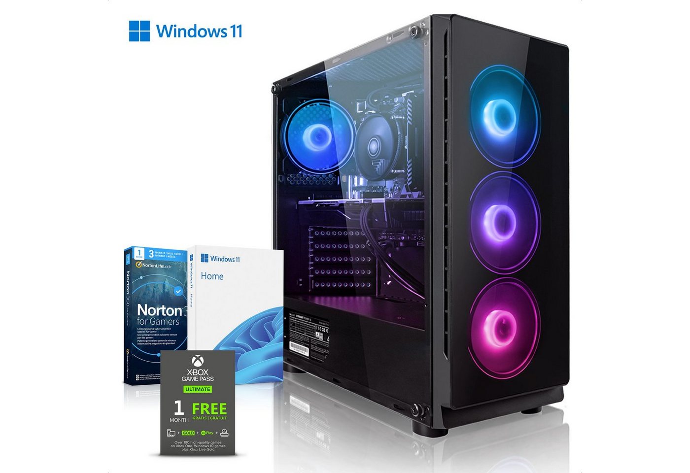 Megaport Gaming-PC (AMD Ryzen 7 5700X 8x3,40 GHz, GeForce RTX 4060Ti 16GB, 16 GB RAM, 1000 GB SSD, Luftkühlung, Windows 11, WLAN) von Megaport