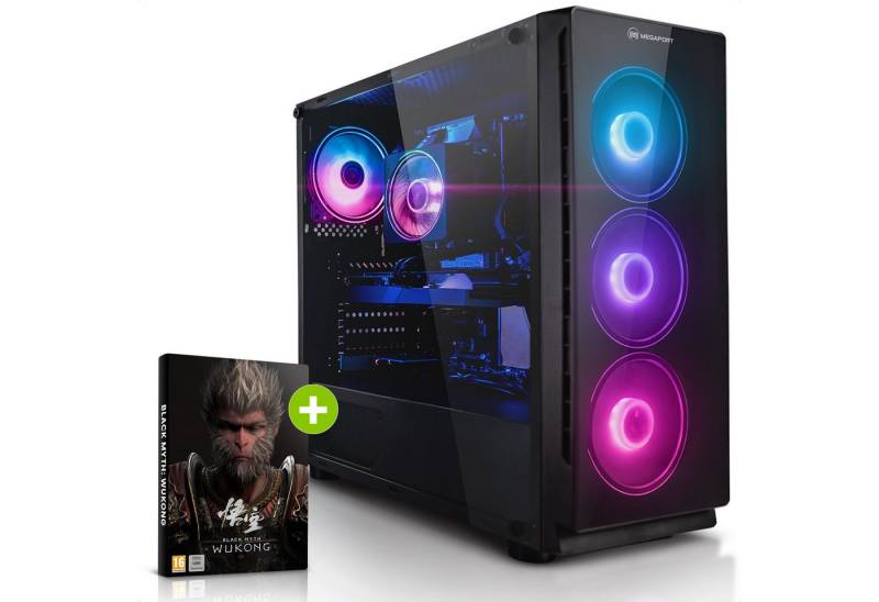 Megaport Gaming-PC (AMD Ryzen 7 5700X 8x3,40 GHz 5700X, GeForce RTX 4070 12GB, 32 GB RAM, 1000 GB SSD, Luftkühlung, Windows 11, WLAN) von Megaport