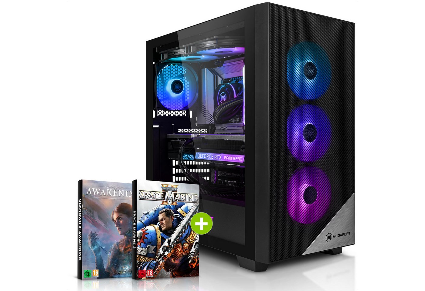 Megaport Gaming-PC (AMD Ryzen 7 7700X, AMD Radeon RX 7800XT, 32 GB RAM, 1000 GB SSD, Wasserkühlung, OHNE Betriebssystem) von Megaport