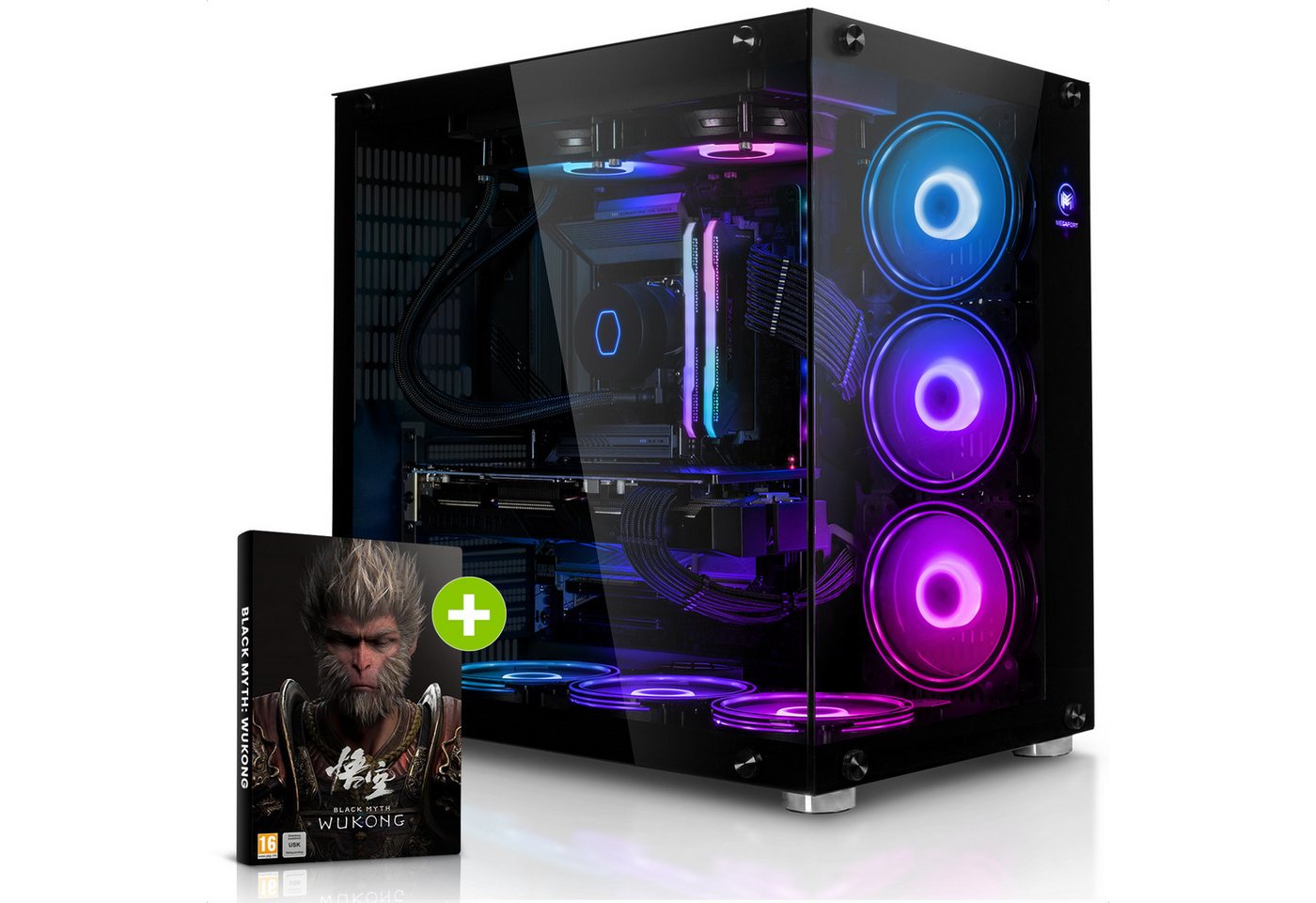 Megaport Gaming-PC (AMD Ryzen 9 5900X, GeForce RTX 4070, 32 GB RAM, 1000 GB SSD, Wasserkühlung, Windows 11, WLAN) von Megaport