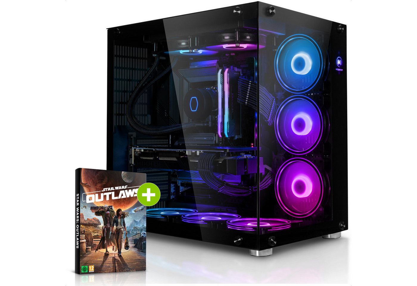 Megaport Gaming-PC (AMD Ryzen 9 5900X, GeForce RTX 4070 Ti, 32 GB RAM, 1000 GB SSD, Wasserkühlung, Windows 11, WLAN) von Megaport