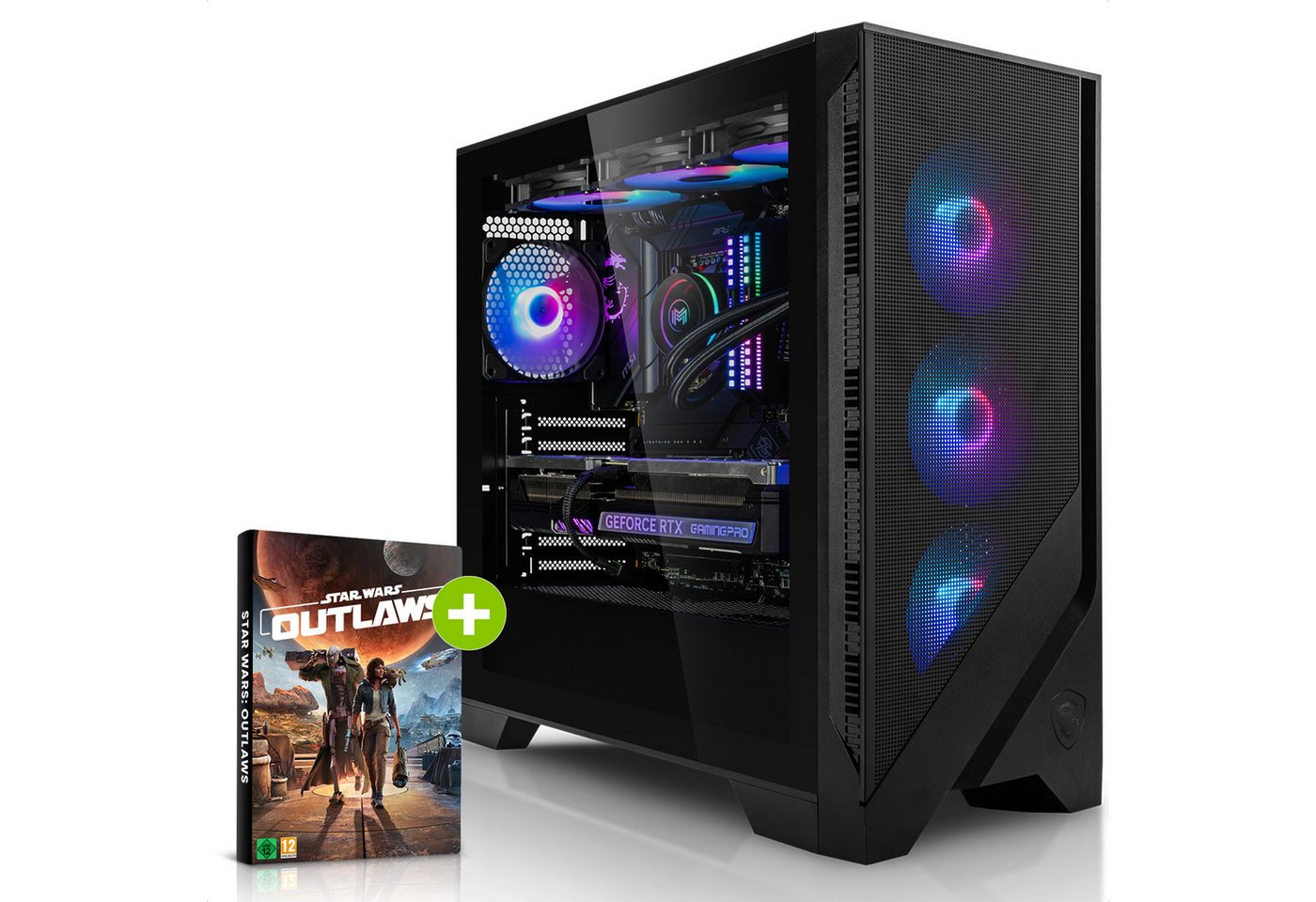 Megaport Gaming-PC (Intel Core i7-11700F 8x2,50 GHz 11700F, NVIDIA GeForce RTX 4070 Super, 32 GB RAM, 1000 GB SSD, Windows 11, WLAN) von Megaport