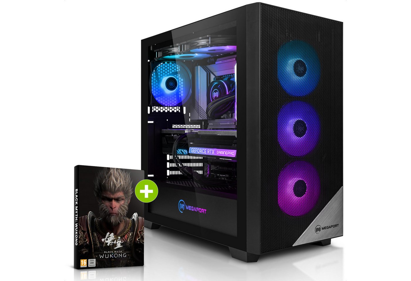 Megaport Gaming-PC (Intel Core i9 12900F 16x2.40 GHz 12900F, GeForce RTX 4090, 32 GB RAM, 2000 GB SSD, Wasserkühlung, Windows 11, WLAN) von Megaport