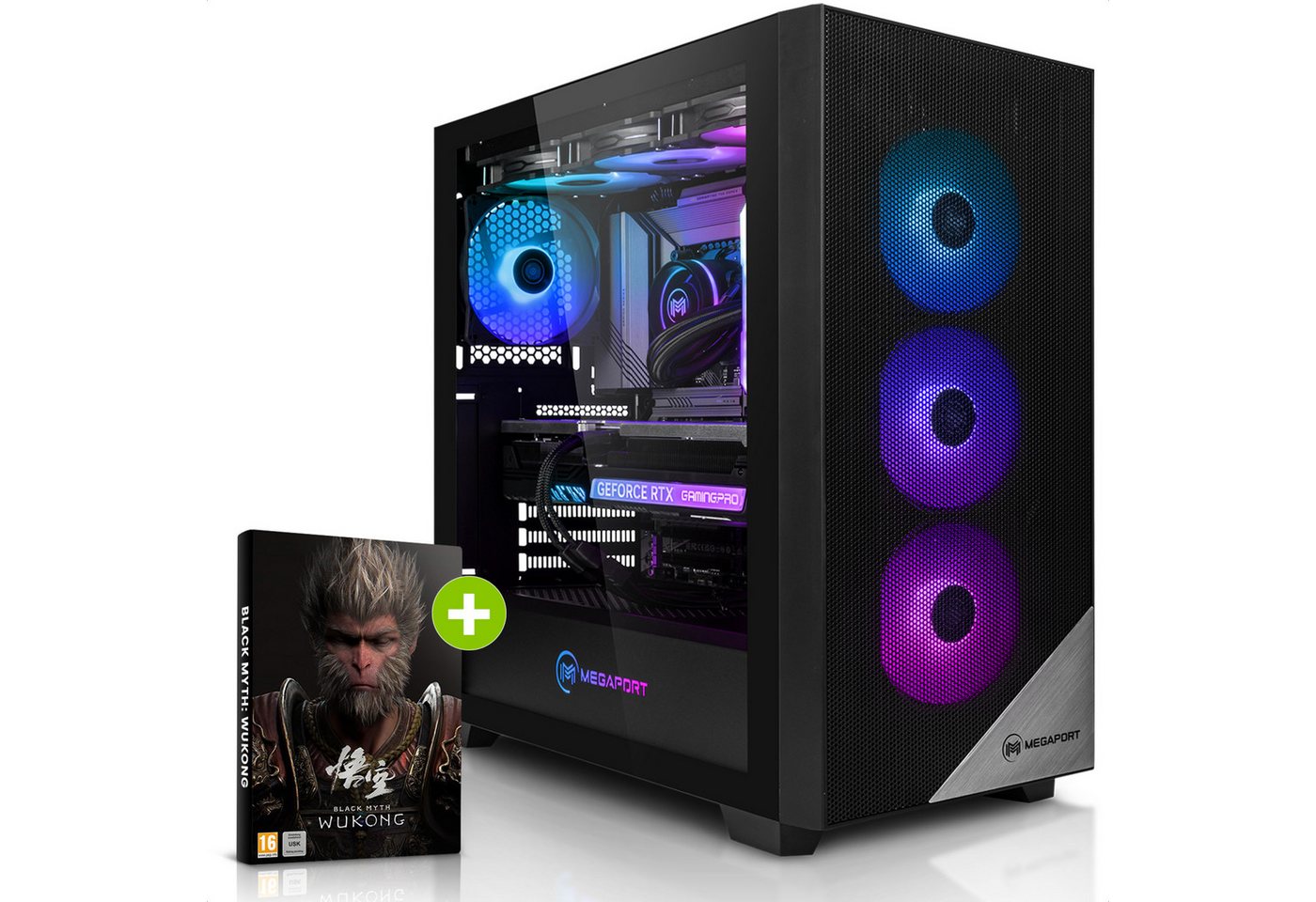 Megaport Gaming-PC (Intel Core i9 14900KF 24x3.20 GHz 14900KF, GeForce RTX 4070Ti Super 16GB, 32 GB RAM, 2000 GB SSD, Wasserkühlung, Windows 11) von Megaport