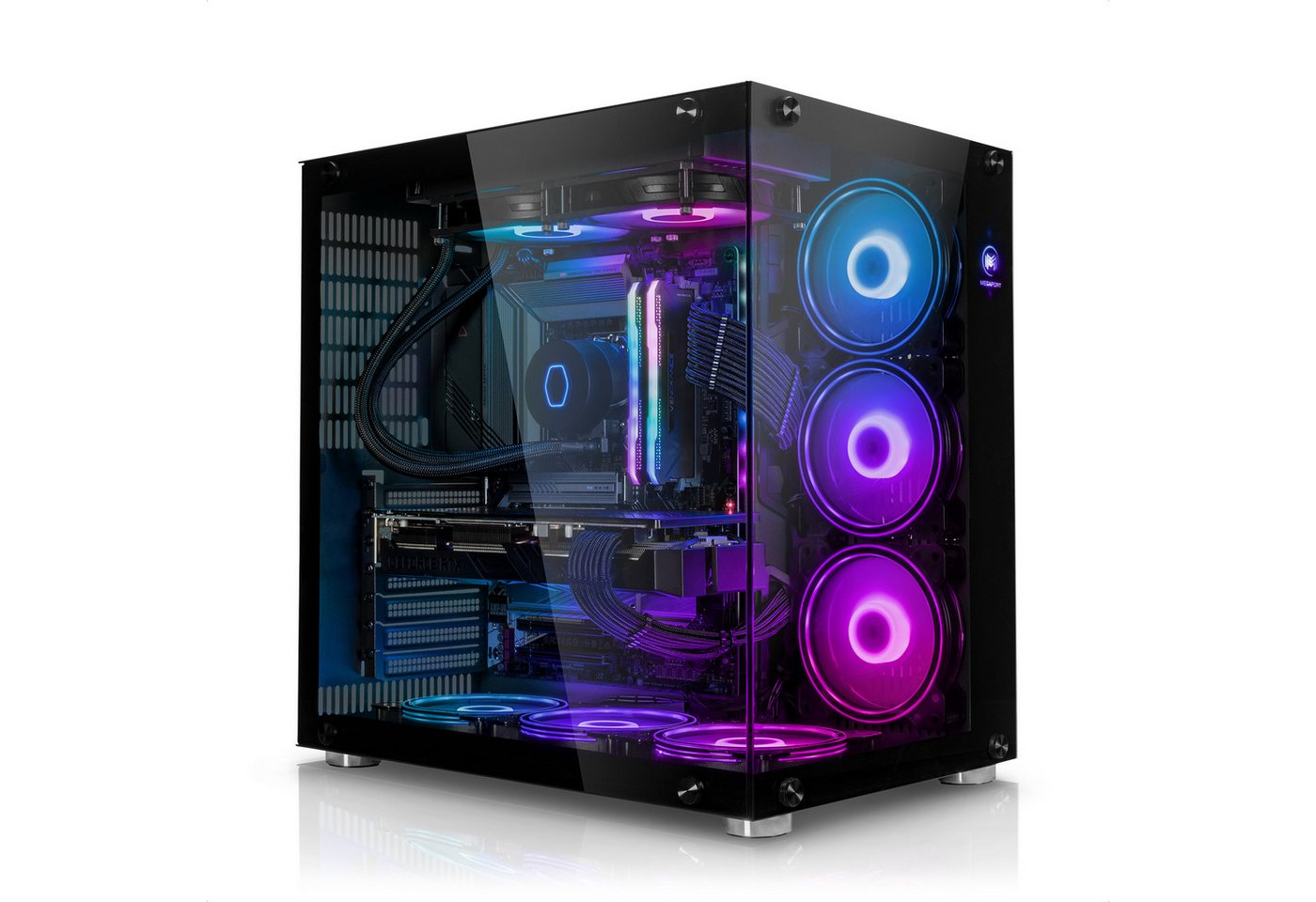 Megaport Gaming-PC (Intel Intel Core i7 13700KF 13700KF, GeForce RTX 4060Ti 8GB, 32 GB RAM, 2000 GB SSD, Wasserkühlung, Windows 11, WLAN) von Megaport