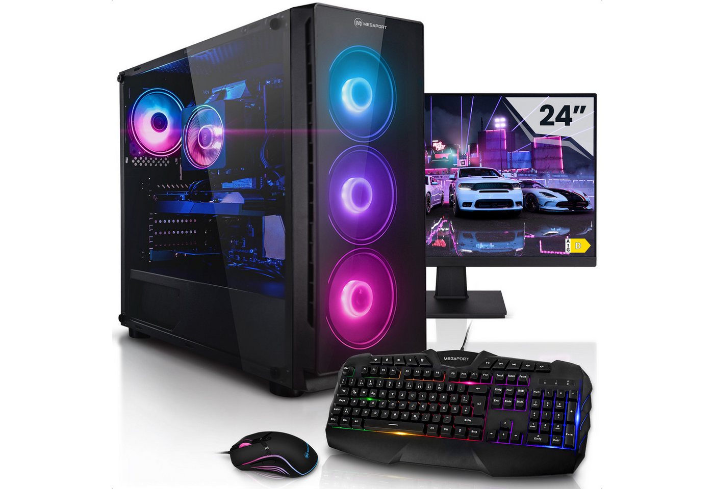 Megaport Gaming-PC-Komplettsystem (24, AMD AMD Ryzen 5 4500 6x3,60 GHz 4500, Nvidia Geforce RTX3050, 16 GB RAM, 1000 GB SSD, Windows 11, WLAN)" von Megaport