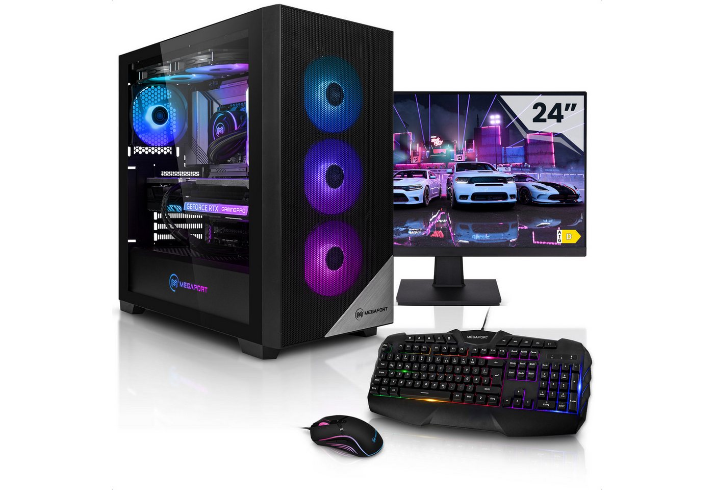 Megaport Gaming-PC-Komplettsystem (24, AMD Ryzen 9 5900X 12x3,70 GHz 5900X, GeForce RTX 4060Ti, 32 GB RAM, 1000 GB SSD, Windows 11, WLAN)" von Megaport