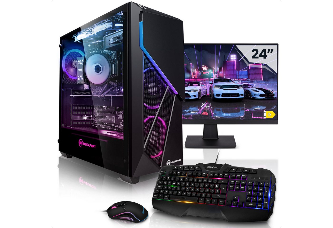 Megaport Gaming-PC-Komplettsystem (24, Intel Core i5-13400F 13400F, GeForce RTX 3060 12GB, 16 GB RAM, 1000 GB SSD, Windows 11, WLAN)" von Megaport