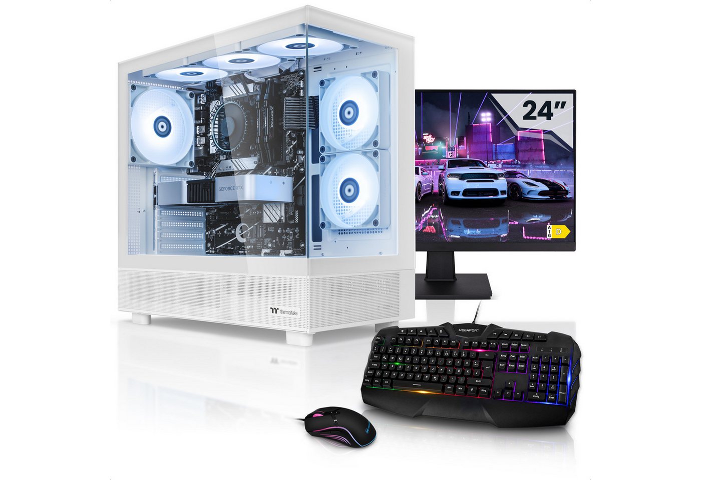 Megaport Gaming-PC-Komplettsystem (24, Intel Core i7-14700F 20x2,10 GHz 14700F, GeForce RTX 4060 8GB, 32 GB RAM, 1000 GB SSD, Windows 11, WLAN)" von Megaport