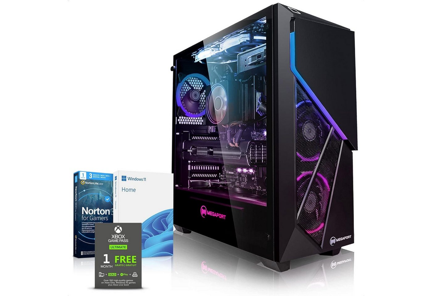 Megaport i7 Gaming mit Windows Computer Mini Pc Office HomeOffice Pc Gaming-PC (Intel Core i7 11700F, Nvidia GeForce RTX4060Ti 8GB, 32 GB RAM, 1001 GB SSD, Luftkühlung, 2 Monitor Anschlüsse, Mulitmedia Workstation,Intel, Gamer Pc,Business) von Megaport