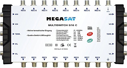 MegaSat 0600192 Multischalter 5/16 C Silber von Megasat