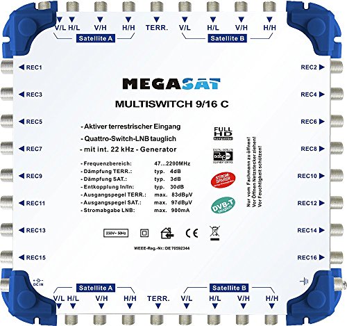 MegaSat 0600193 Multischalter 9/16 C Silber MegaSat 0600193 Multischalter 9/16 C Silber von Megasat
