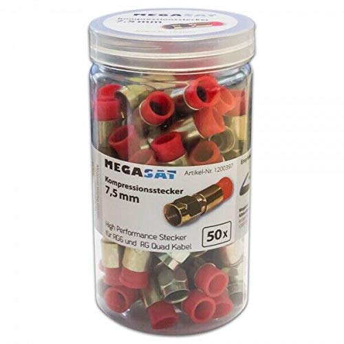 Megasat F-Kompressionsstecker 7.5mm Rot für Koaxialkabel HQ Qualität 2X Stück von Megasat