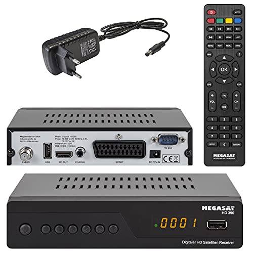 Megasat HD 390 DVB-S2 HD Sat Receiver schwarz | Unicable I & II tauglich von Megasat