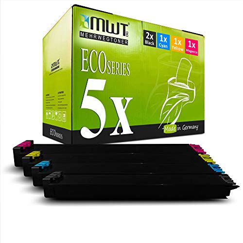 Mehrwegtoner 5X XXL Toner im Set für Sharp MX 2630 3050 3060 3070 3550 3560 3570 4050 4060 4070 5050 5050 5070 6050 6050 6070 ersetzt MX-61 GTBA MX-61GTCA MX-61GTMA MX-61GTYA von Mehrwegtoner