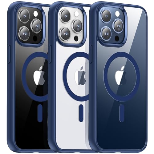 Meifigno Clear Magnetisch Hülle kompatibel mit iPhone 15 Pro, [Militärgeprüft & Kompatibel mit Magsafe], Harter PC mit weichen Kanten Schutzhülle für iPhone 15 Pro 6,1 Zoll, Blau von Meifigno