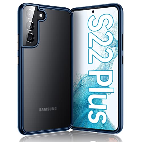 Meifigno Hülle kompatibel mit Samsung Galaxy S22 Plus [ Militärgeprüft & Zwei Ersatz-Knöpfe], Matter PC mit weichen Rahmen, stoßfeste Handyhülle kompatibel mit Samsung Galaxy S22 Plus 6.6", Blau von Meifigno