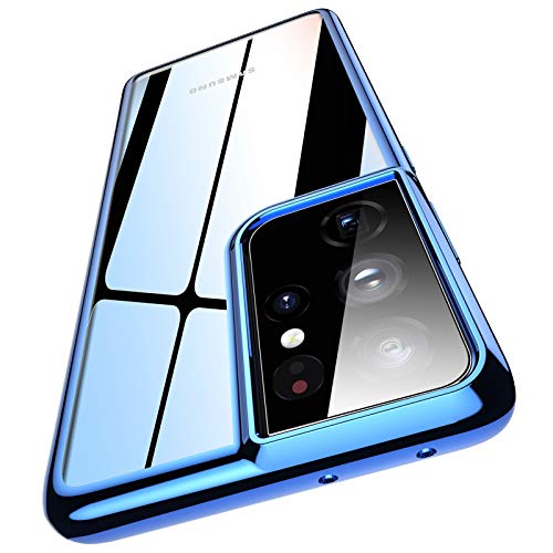 Meifigno Hülle kompatibel mit Samsung S21 Ultra, Soft Clear S21 Ultra Hülle 6,8 Zoll, [Anti-Gelb] Ultradünne & Slim Fit Flexible TPU Hülle, Designed für Samsung Galaxy S21 Ultra 5G Hülle (Crystalblau) von Meifigno