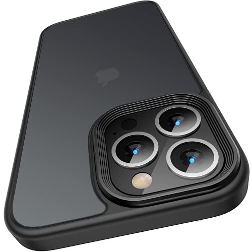 Meifigno Hülle kompatibel mit iPhone 13 Pro, [Translucent & Silky Touch][Militärgeprüft] Matter Harter PC mit weichem Silikonrand, Stoßfeste Hülle für iPhone 13 Pro 6,1 Zoll, Schwarz von Meifigno