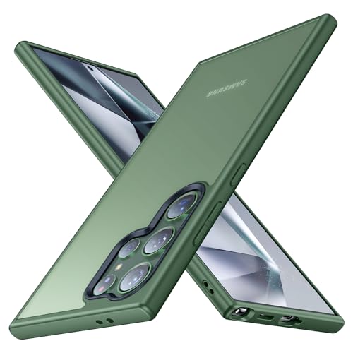 Meifigno Magie Serie Kompatibel mit Samsung Galaxy S24 Ultra Hülle 6,8 Zoll, [Militärgeprüft] Durchscheinend Matt Rückseite mit weichen Rahmen Handyhülle für Galaxy S24 Ultra 5G Hülle, Grün von Meifigno