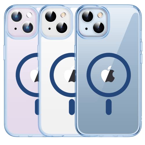 Meifigno Natural Mag Hülle kompatibel mit iPhone 14, [Militärgeprüft & Kompatibel mit MagSafe], Harter PC mit weichen Kanten, für iPhone 14 6,1 Zoll, Transparent Blau von Meifigno