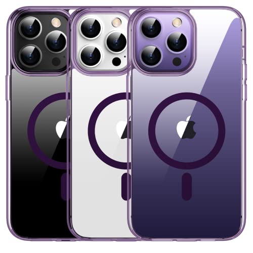 Meifigno Natural Mag Hülle kompatibel mit iPhone 14 Pro Max, [Militärgeprüft & Kompatibel mit MagSafe], Harter PC mit weichen Kanten, für iPhone 14 Pro Max 6,7 Zoll, Transparent Violett von Meifigno