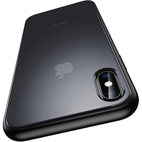 Meifigno kompatibel mit iPhone X Hülle, iPhone XS Hülle mit Schutzfolie [Militärgeprüft], durchscheinender, Matter PC mit weichen Rahmen, stoßfeste Handyhülle für iPhone X/Xs 5,8", Schwarz von Meifigno