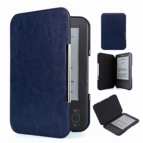 Meijunter Deep Blue Slim Leder Protector Pouch Fall Decken Tablette-Kasten Cover Case Für Kindle Keyboard/Kindle 3 von Meijunter