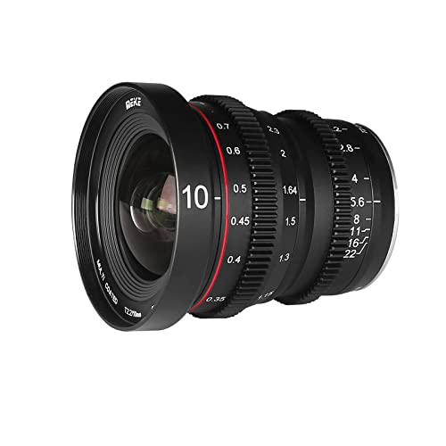 Meike 10mm T2.2 Große Blende Manueller Fokus Geringe Verzerrung APS-C S35-Format Mini Prime Cine-Objektiv Kompatibel mit Sony E-Mount-Kameras A6600 A6500 A6400 A6300 A6100 A6000 von Meike