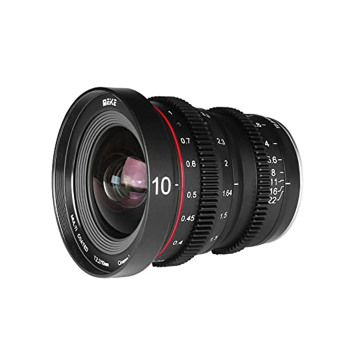 Meike 10mm T2.2 Große Blende Manueller Fokus Low Distortion 6K Mini Prime Cine Objektiv für Micro Four Thirds Mount Kompatibel mit Olympus Panasonic Lumix Kameras und BMPCC 4K Zcam E2 GH5 GH6 von Meike