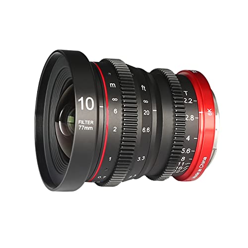 Meike 10mm T2.2 große Blende manueller Fokus geringe Verzerrung APS-C S35 Format 6K Mini Prime Cine Objektiv kompatibel mit Canon RF Mount Kameras C70 and RED Komodo von Meike