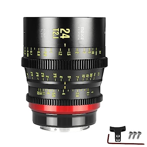 Meike 24mm T2.1 Vollrahmen manueller Fokus Weitwinkelobjektiv für Canon EF Mount und Cine Camcorder ZCAM E2-F6, E2-F8, Canon EOS C500 Mark II und S35 EOS C100 Mark II, EOS C200, Zcam E2-S6 6K von Meike