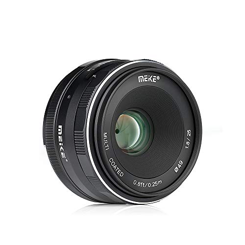 Meike 25mm f / 1.8 Large Aperture Weitwinkel Objektiv Manuelles Fokus Objektiv für Sony E-Mount Mirrorless Kameras mit APS-C A6000 A6300 A6400 A6500 NEX 5 von Meike