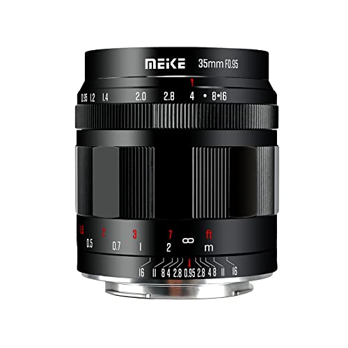 Meike 35mm f0.95 große Blende, manueller Fokus, kompatibel mit Panasonic Lumix M43 MFT Mount Digitalkameras, spiegellose Kameras von Meike