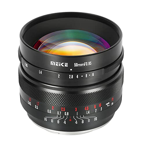 Meike 50 mm F0,95 Weitwinkelobjektiv mit großer Blende, manueller Fokus, kompatibel mit Panasonic Lumix Olypums M43 Mount spiegellosen Kameras GH4 GH5 GH6 von Meike