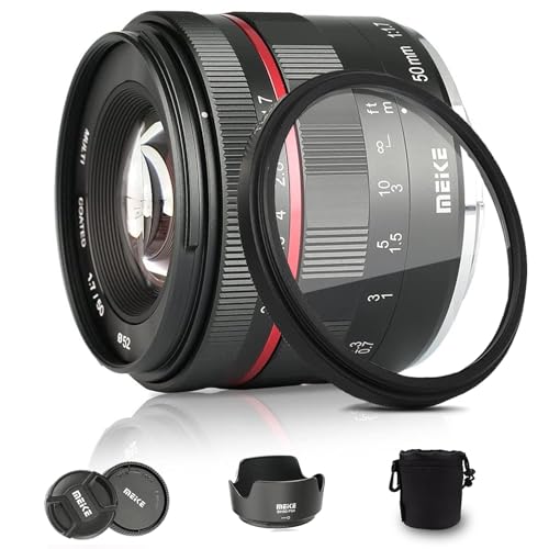 Meike 50mm F1.7 E-Mount Vollformat Objektiv mit manueller Fokussierung und großer Blende für Sony E-Mount Kameras A7III A9 A7RIII NEX 3 NEX 3N NEX 5 NEX 5T NEX 5R NEX 6 7 A5000 A5100 A6000 A6100 A630 von Meike