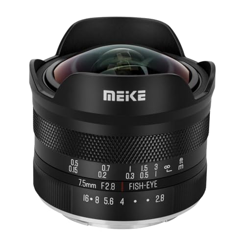 Meike 7,5 mm F2,8 große Blende, ultraweites, rundes Fischaugenobjektiv, manueller Fokus, kompatibel mit Panasonic Lumix Olypums M43 Mount spiegellosen Kameras GH4 GH5 GH6 von Meike