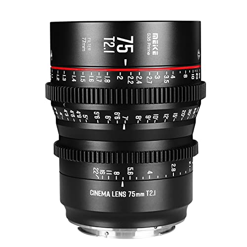 Meike 75 mm T2.1 S35 Weitwinkelobjektiv: Festbrennweite, Kompatibel mit Canon EF Mount, Ideal für Videoaufnahmen mit flacher Tiefensicht von Meike