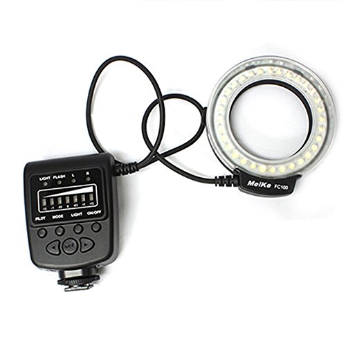 Meike LED Macro Ring Blitzlicht FC-100 Kompatibel mit Canon Nikon Pentax Olympus DSLR Kamera Camcorder mit Adapterringen von Meike