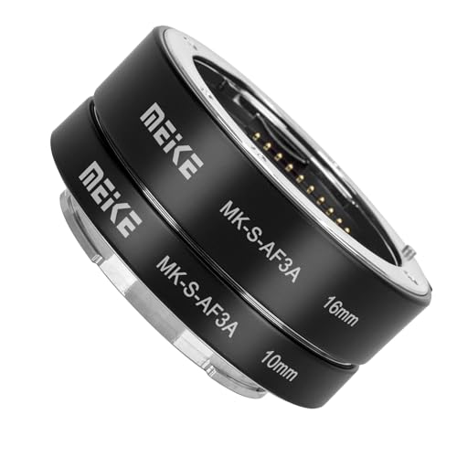 Meike MK-S-AF3A Autofokus-Makro-Verlängerungsadapter (10 mm + 16 mm) für Sony E-Mount-Kameras: Nex3, Nex5, Nex6, A6000, A6300, A6400, A6500, A7II, A9 von Meike