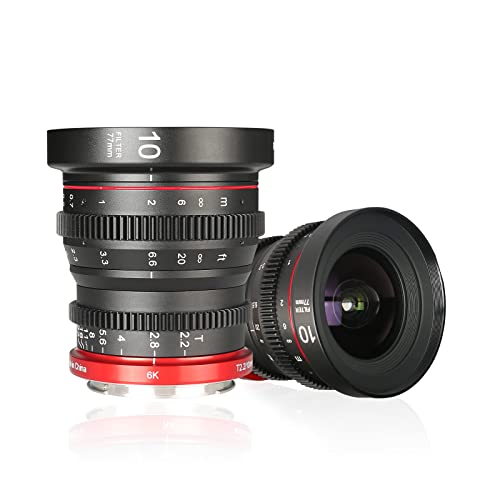 Meike Mini-Kino-Objektiv 10mm T2.2, manueller Fokus, für Canon RF-Mount APS-C Kameras (10 mm) von Meike