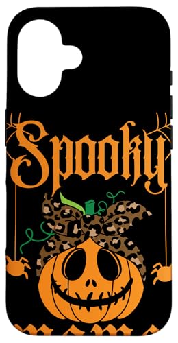 Gruselige Mama Kürbis Leopard Messy Bun Halloween Lustig Hülle für iPhone 16 Gruselige Mama Kürbis Leopard Messy Bun Halloween Lustig Hülle für iPhone 16 von MeinShirt