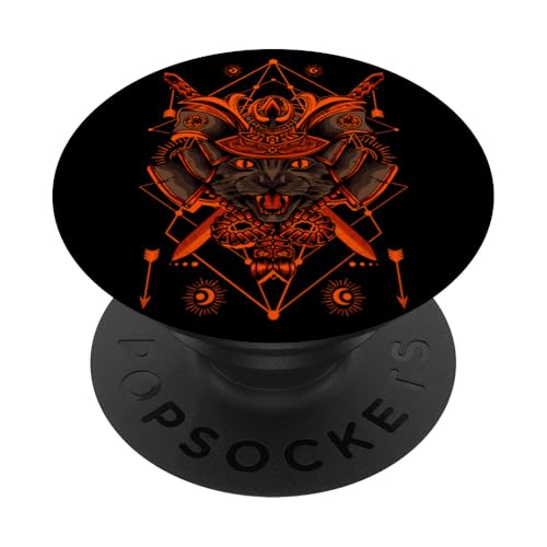 Samurai-Katze, japanische Grafik PopSockets Klebender PopGrip von MeinShirt