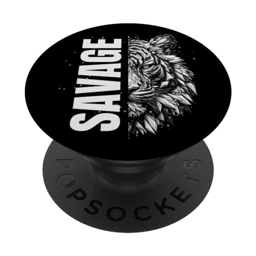Savage Tiger | Wild Animal Verspielter Grafikdruck PopSockets Klebender PopGrip Savage Tiger | Wild Animal Verspielter Grafikdruck PopSockets Klebender PopGrip von MeinShirt